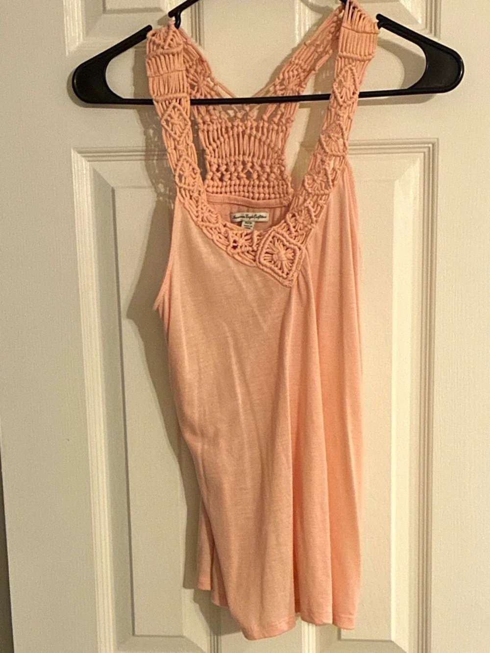 Free People Peach Crochet-Back Tank Dress